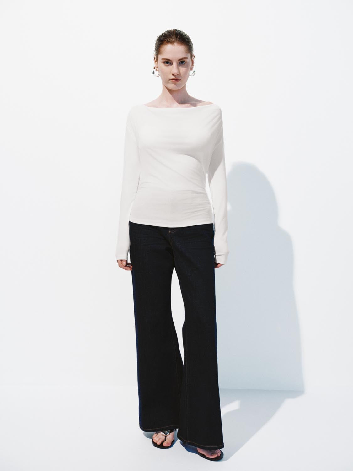 Ruched Long Sleeve T-Shirts