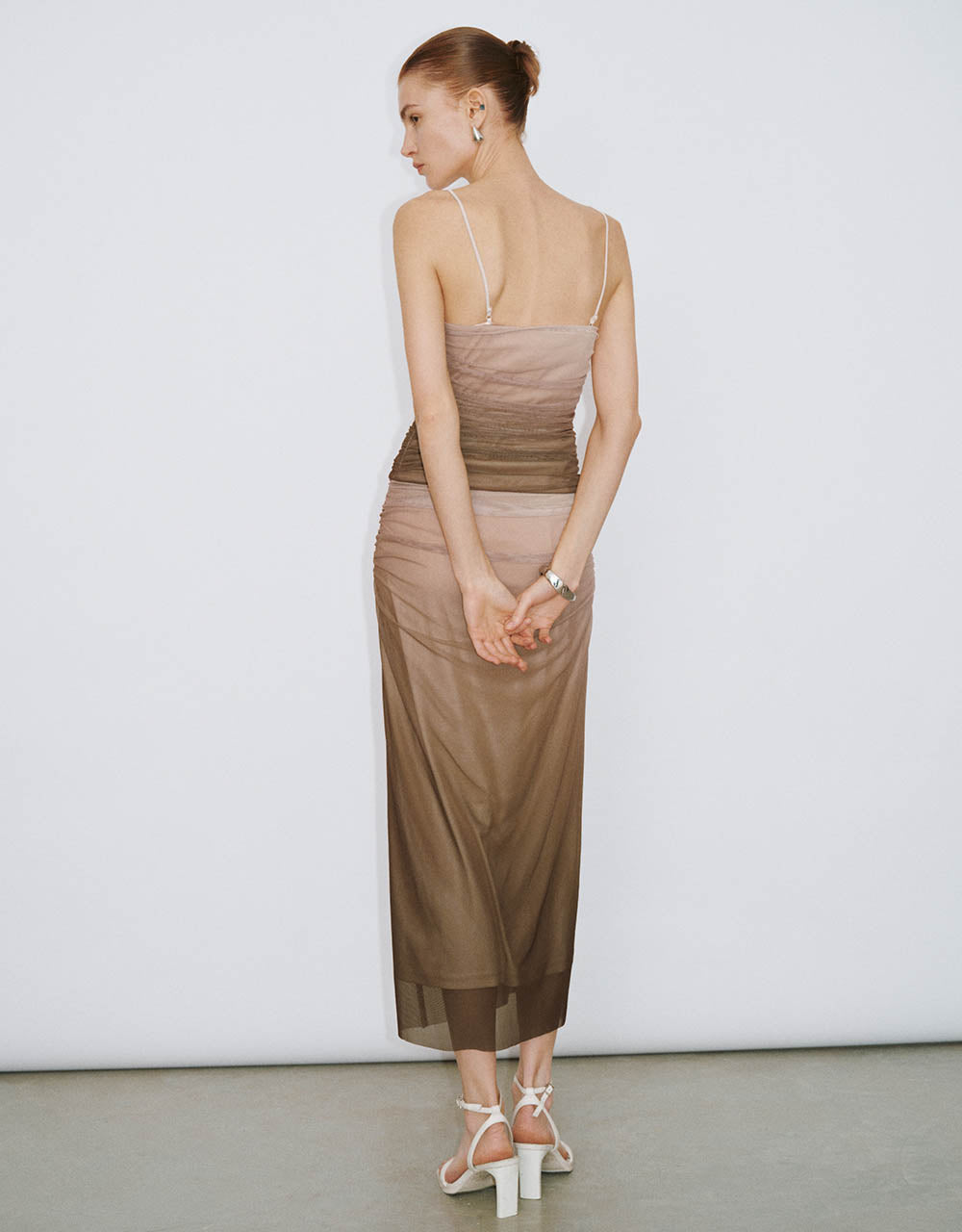 Ruched Midi Straight Skirt