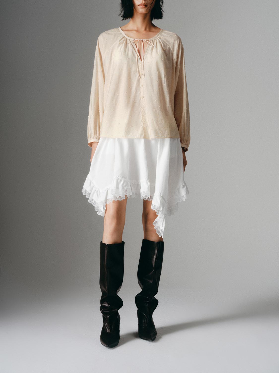 Irregular Lace Hem Mini Skirts
