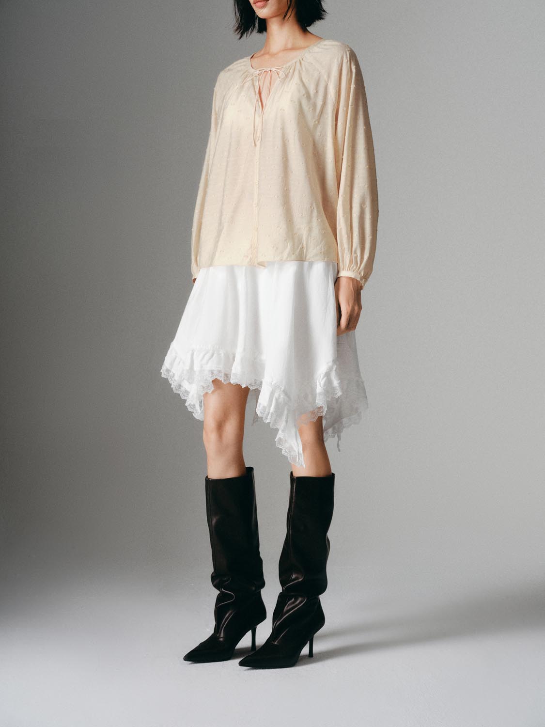 Irregular Lace Hem Mini Skirts
