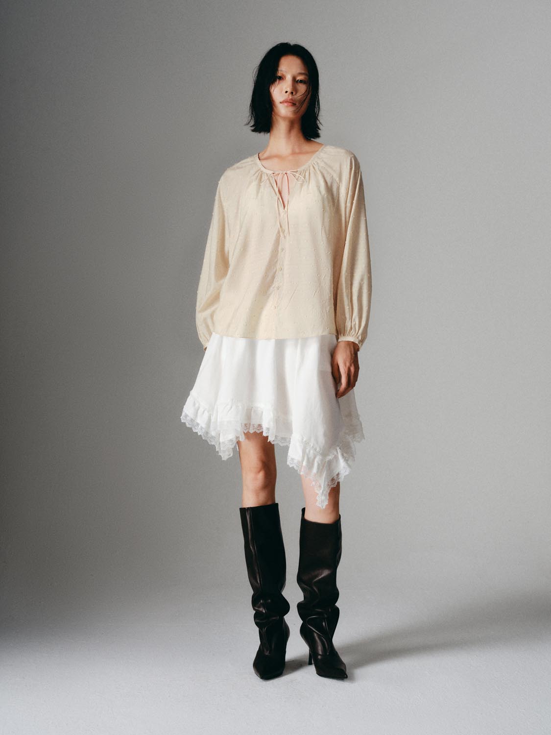 Irregular Lace Hem Mini Skirts