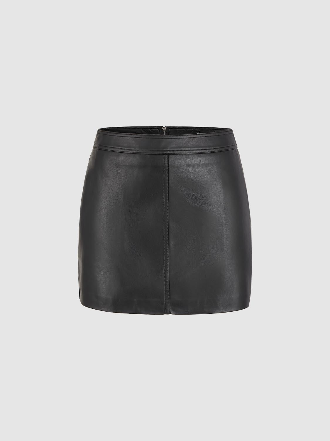 PU A-Line Mini Skirts