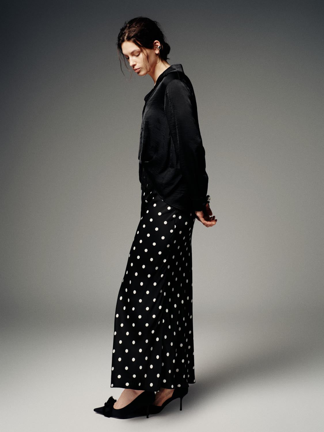 Polka Dotted Fishtail Midi Skirts