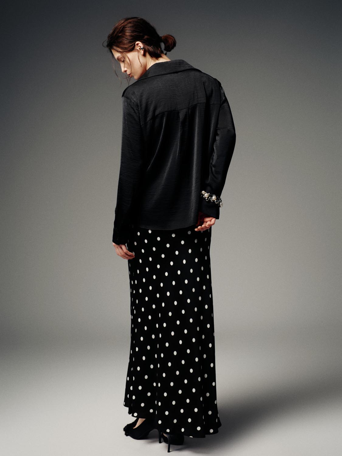 Polka Dotted Fishtail Midi Skirts