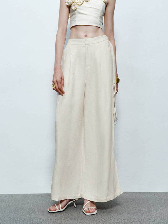 Lace Up Wide-Leg Pants