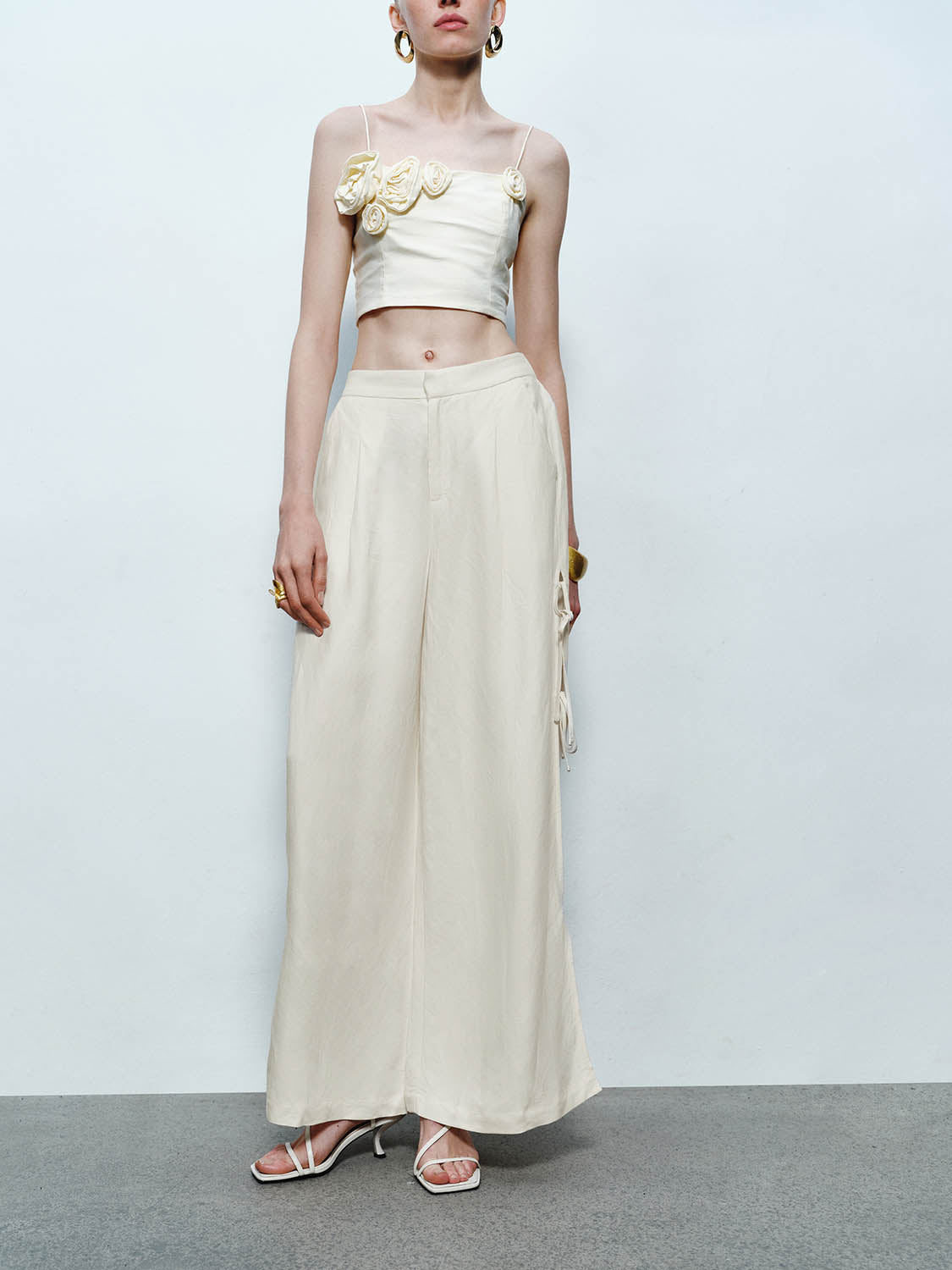 Lace Up Wide-Leg Pants