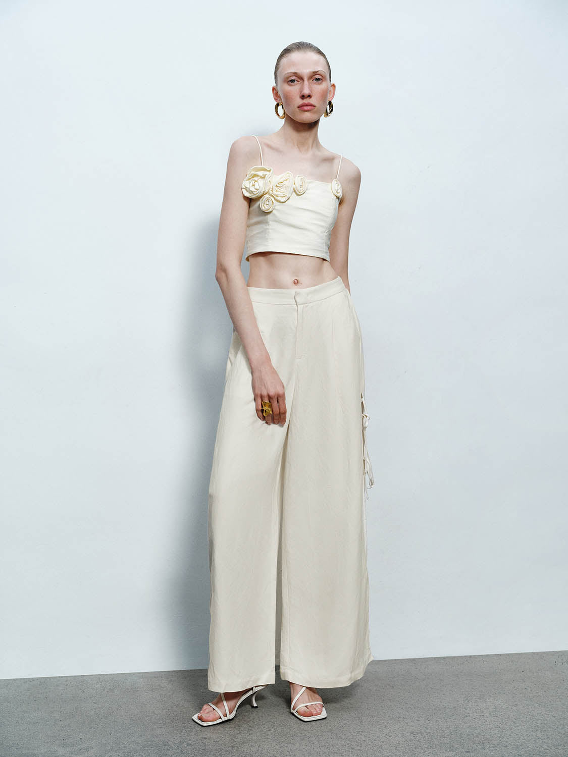 Lace Up Wide-Leg Pants