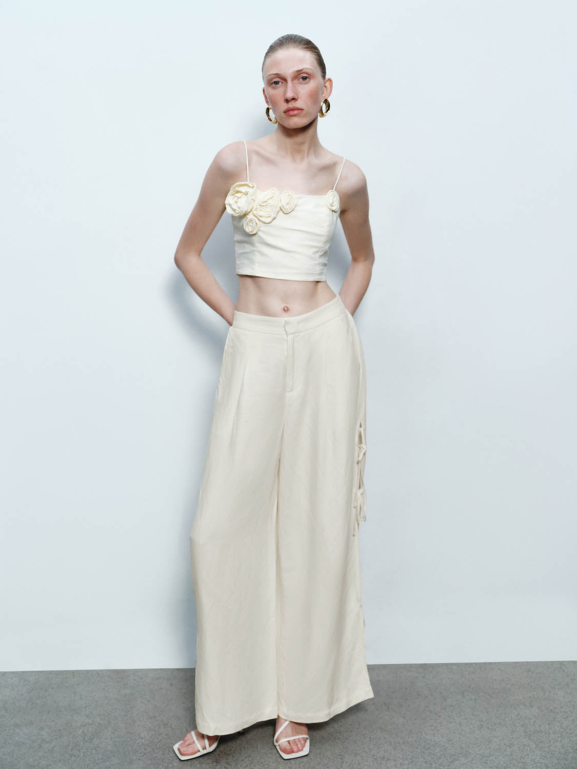 Lace Up Wide-Leg Pants