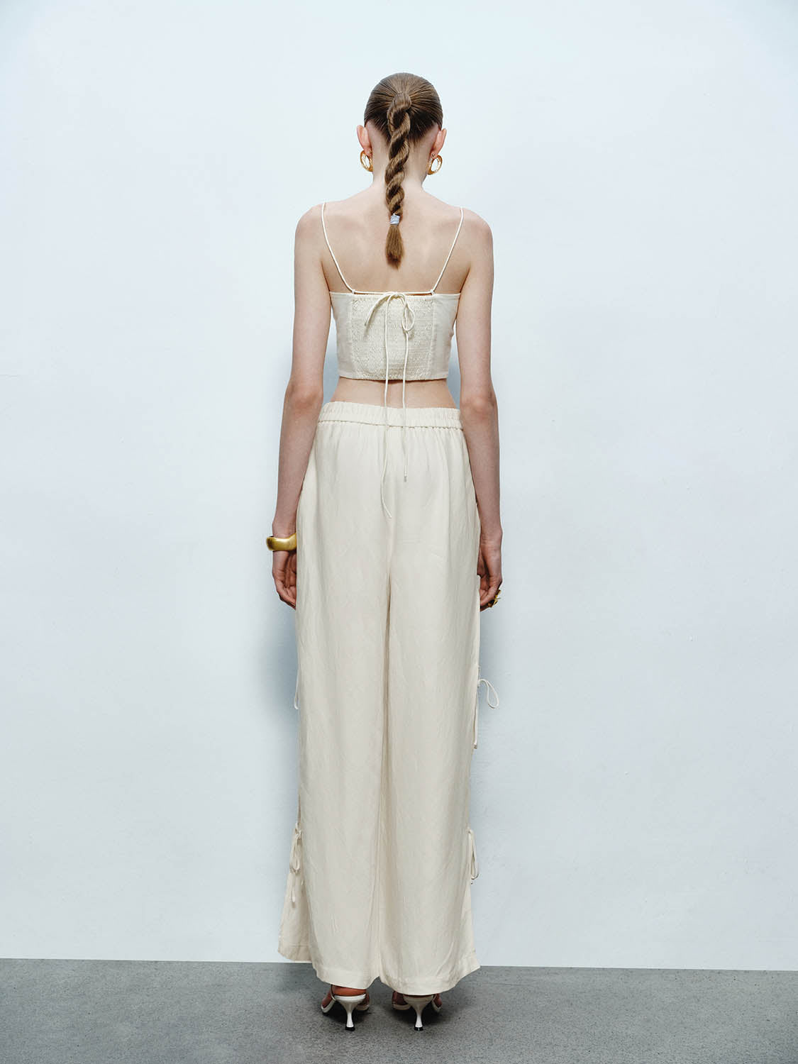 Lace Up Wide-Leg Pants