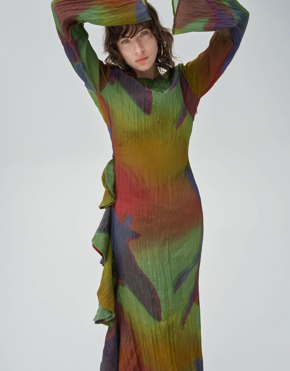 Printed Crew Neck Skinny Dress