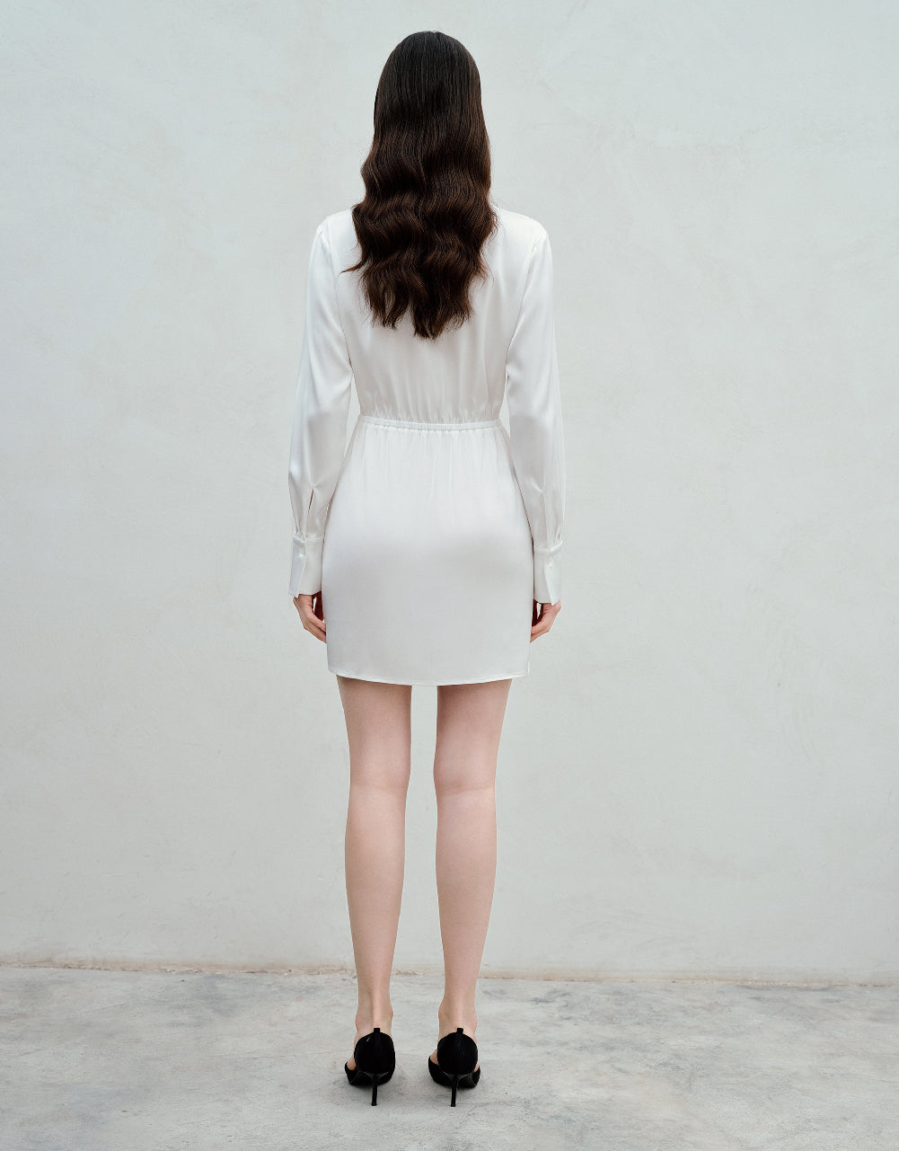 Ruched Lapel Skater Dress
