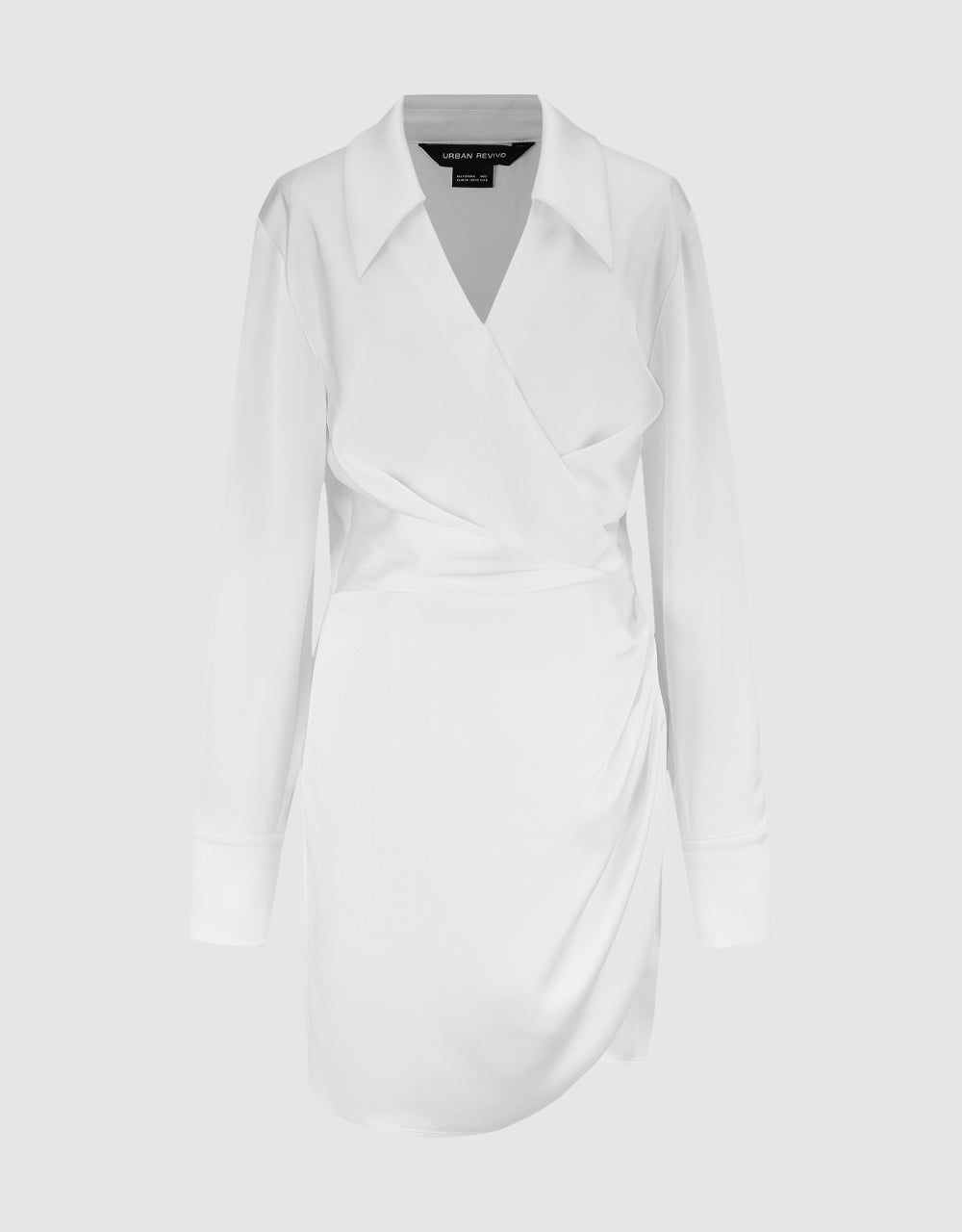 Ruched Lapel Skater Dress
