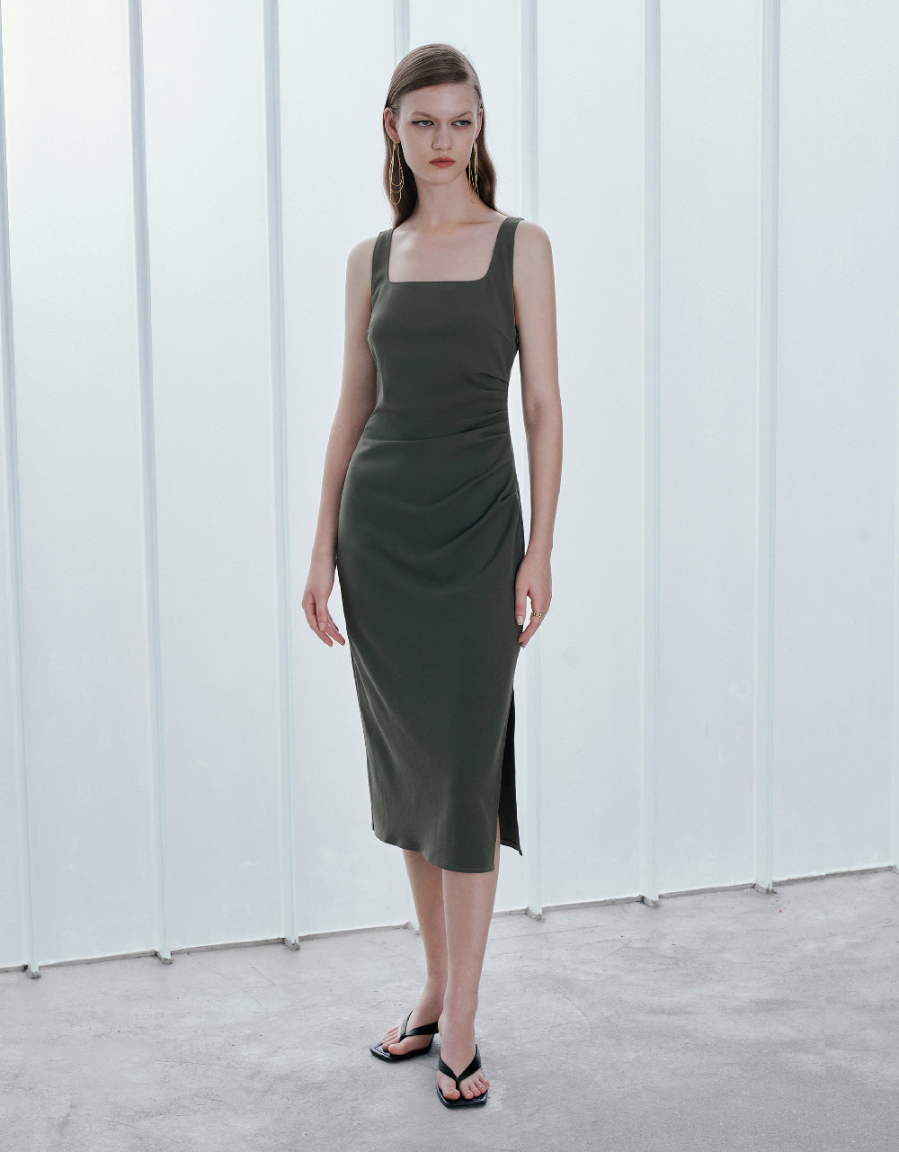 Ruched Sleeveless Straight Dress
