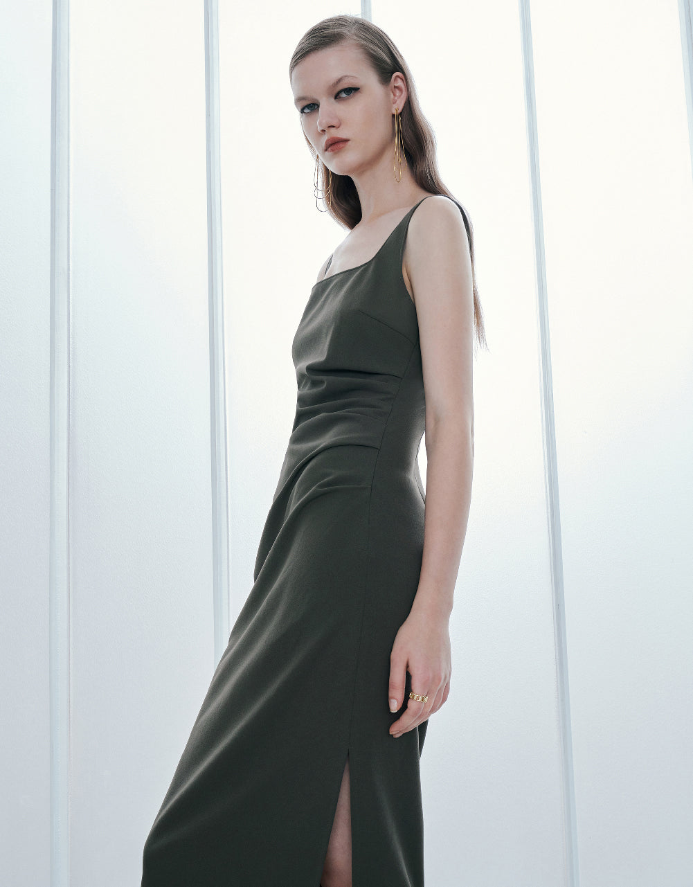 Ruched Sleeveless Straight Dress