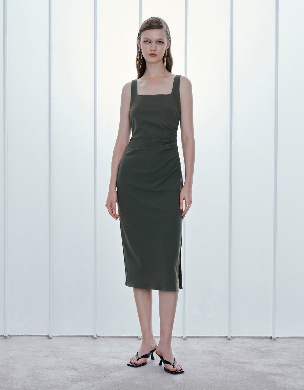 Ruched Sleeveless Straight Dress
