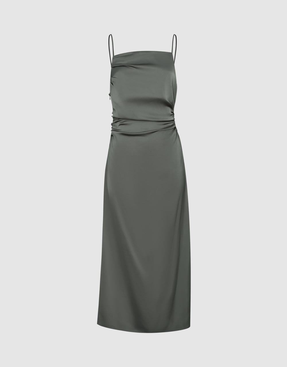 Ruched Sleeveless Midi Skinny Dress
