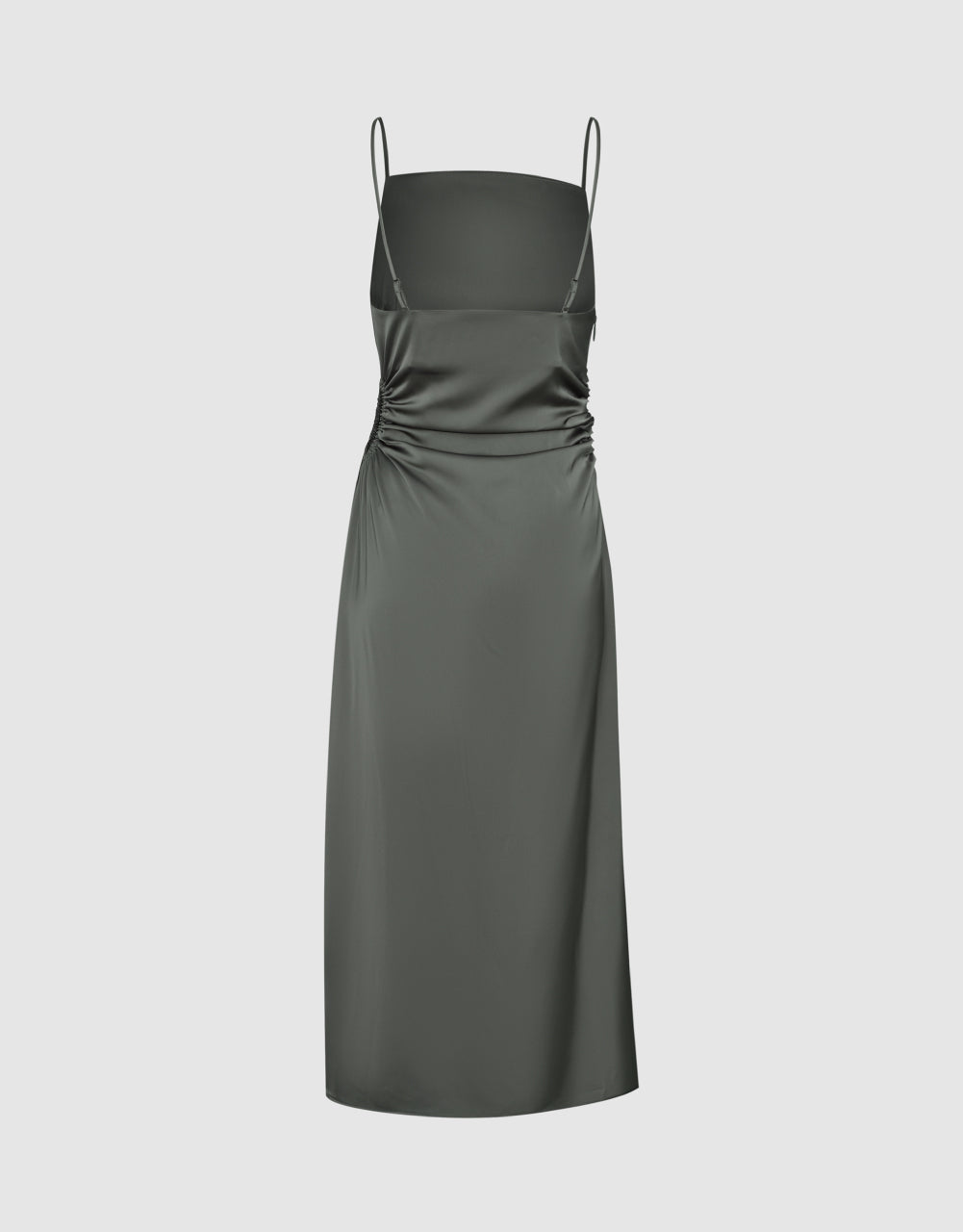 Ruched Sleeveless Midi Skinny Dress