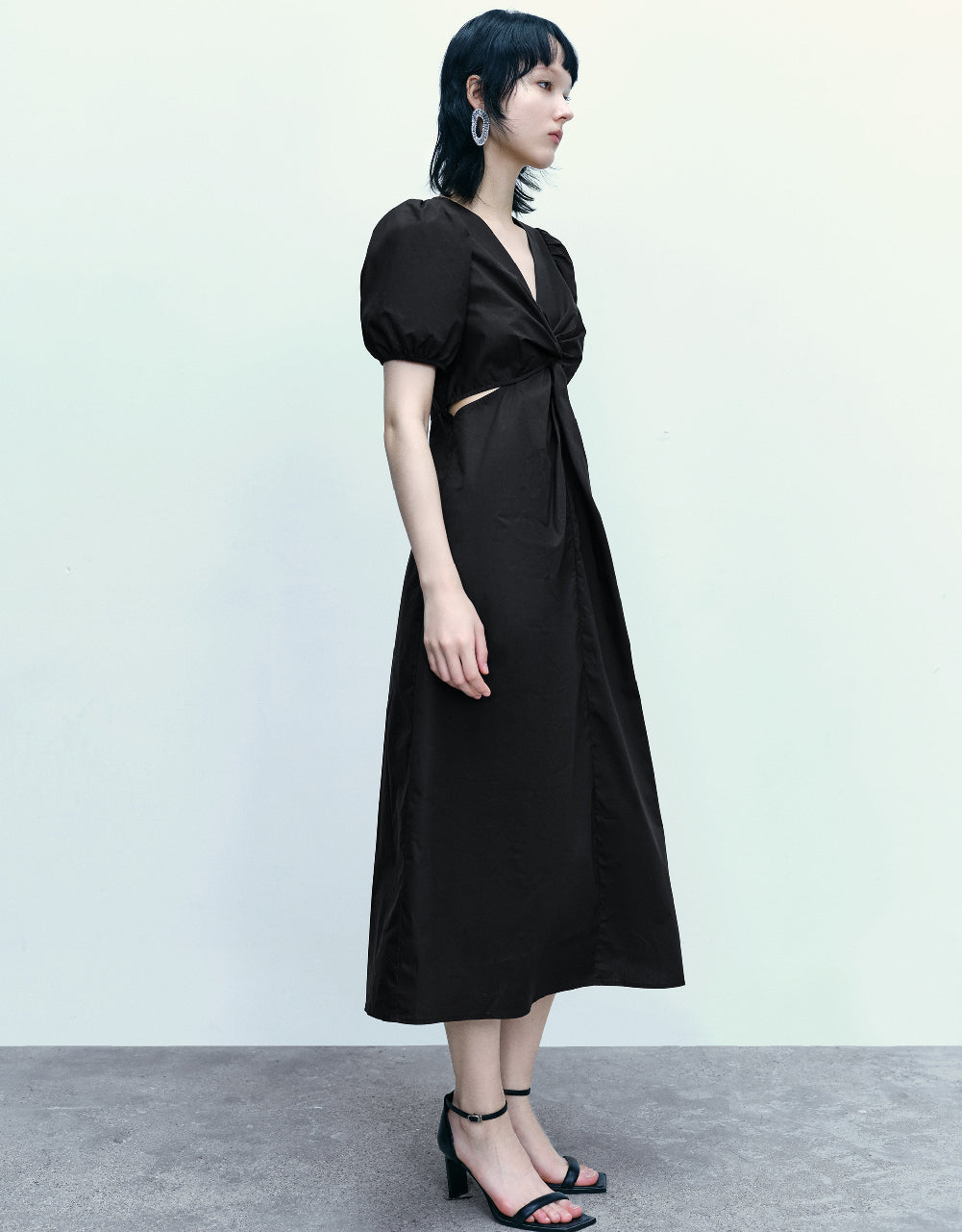 Twist Front V-Neck Skater Dress