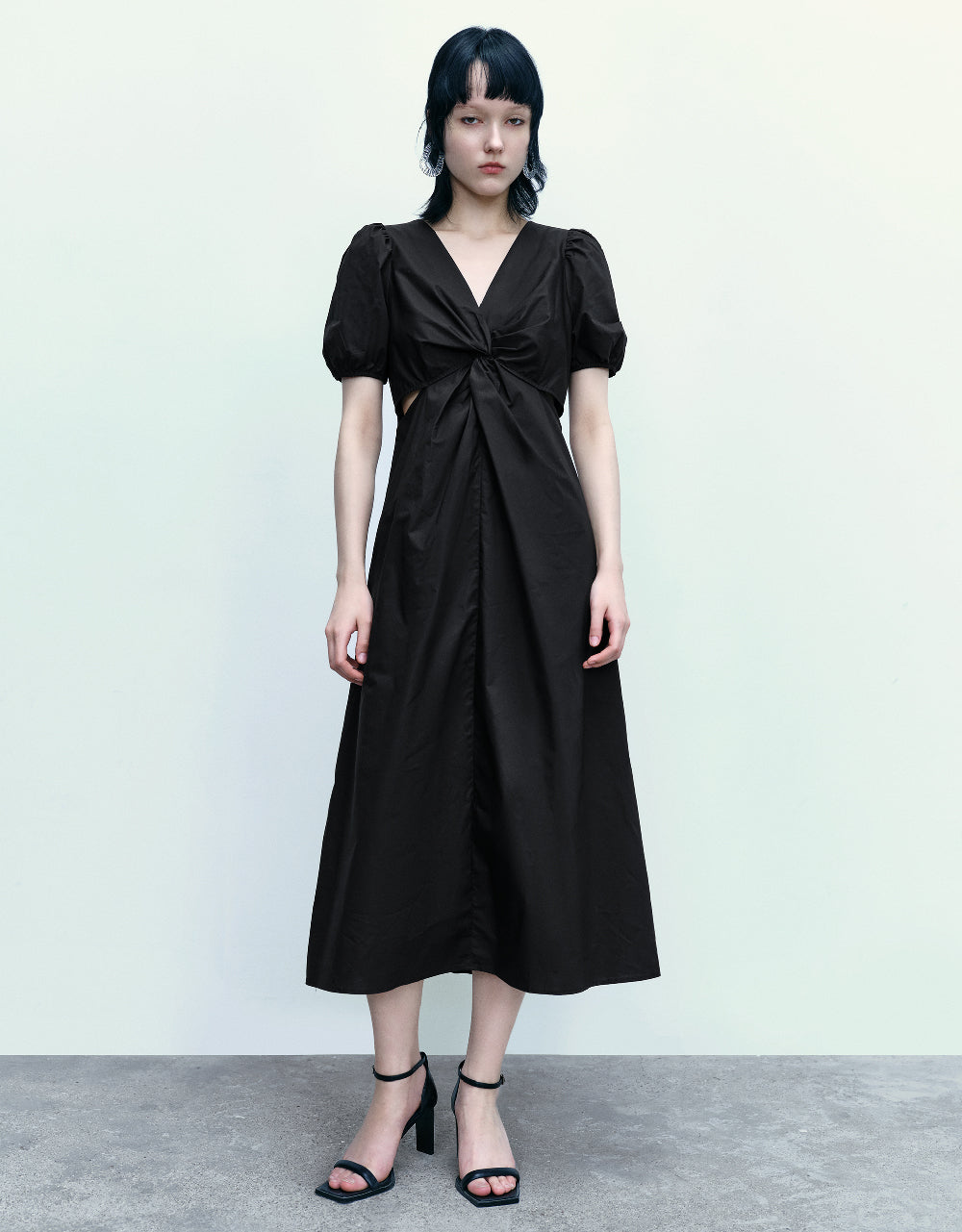 Twist Front V-Neck Skater Dress
