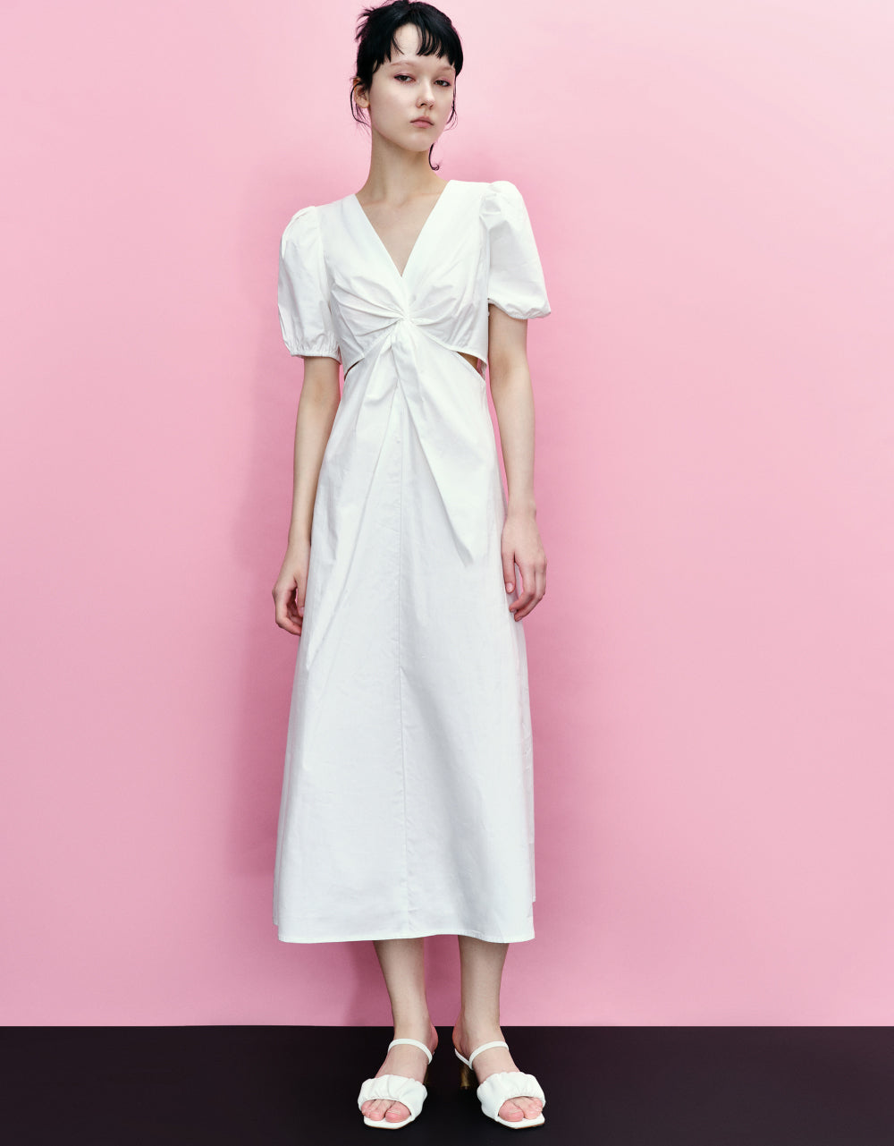 Twist Front V-Neck Skater Dress