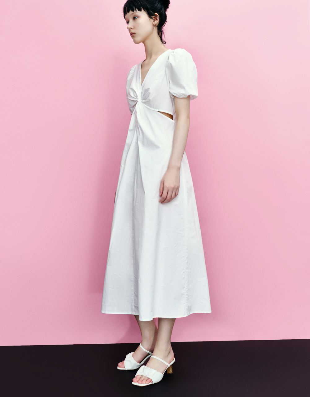 Twist Front V-Neck Skater Dress