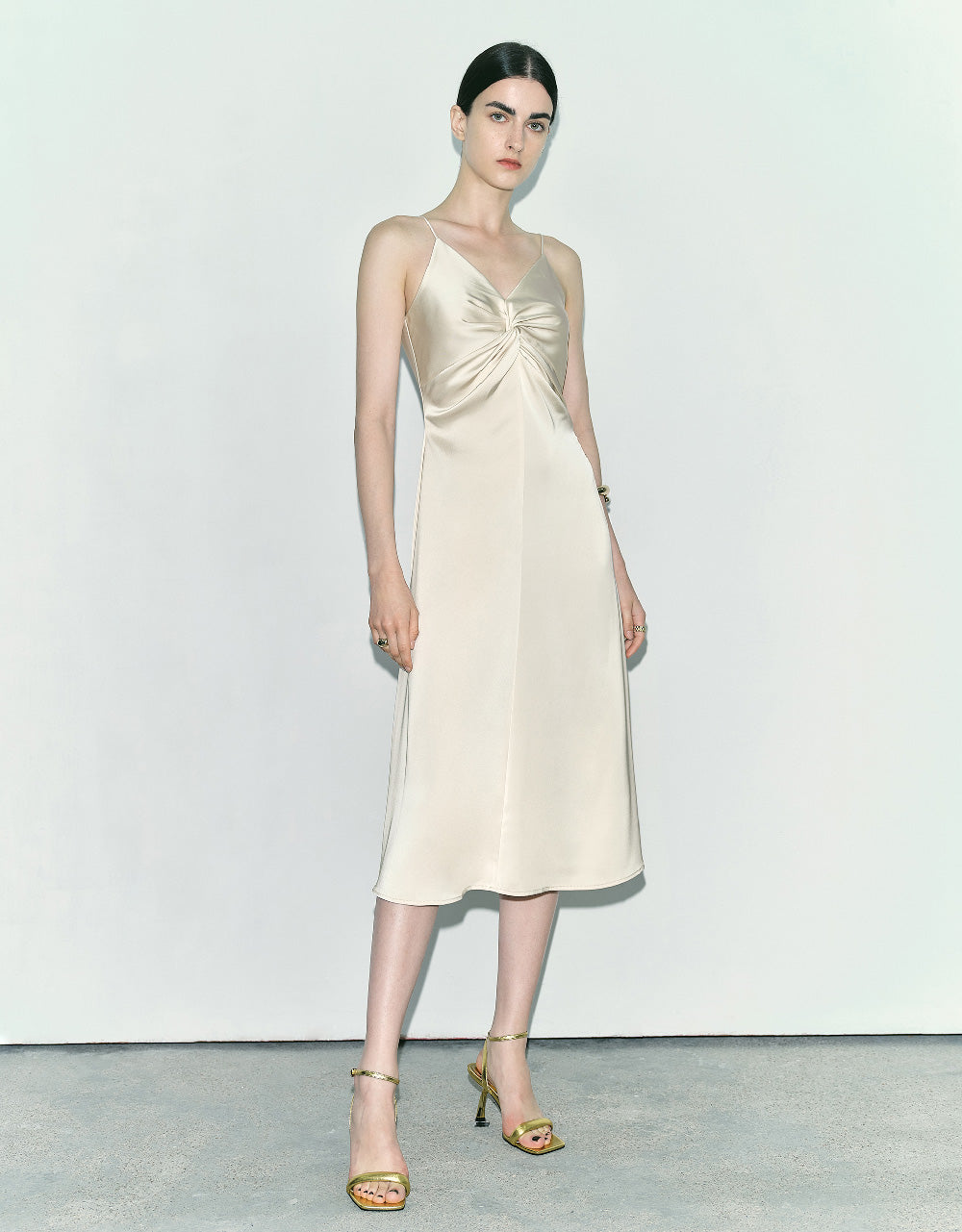 Twist Front V-Neck A-Line Cami Dress