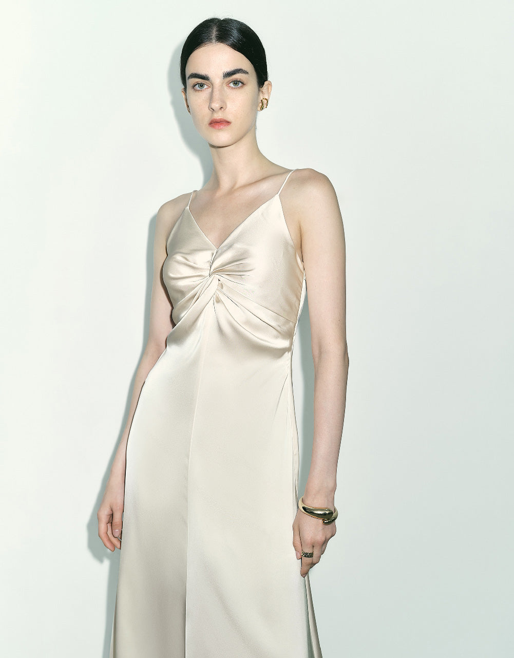 Twist Front V-Neck A-Line Cami Dress