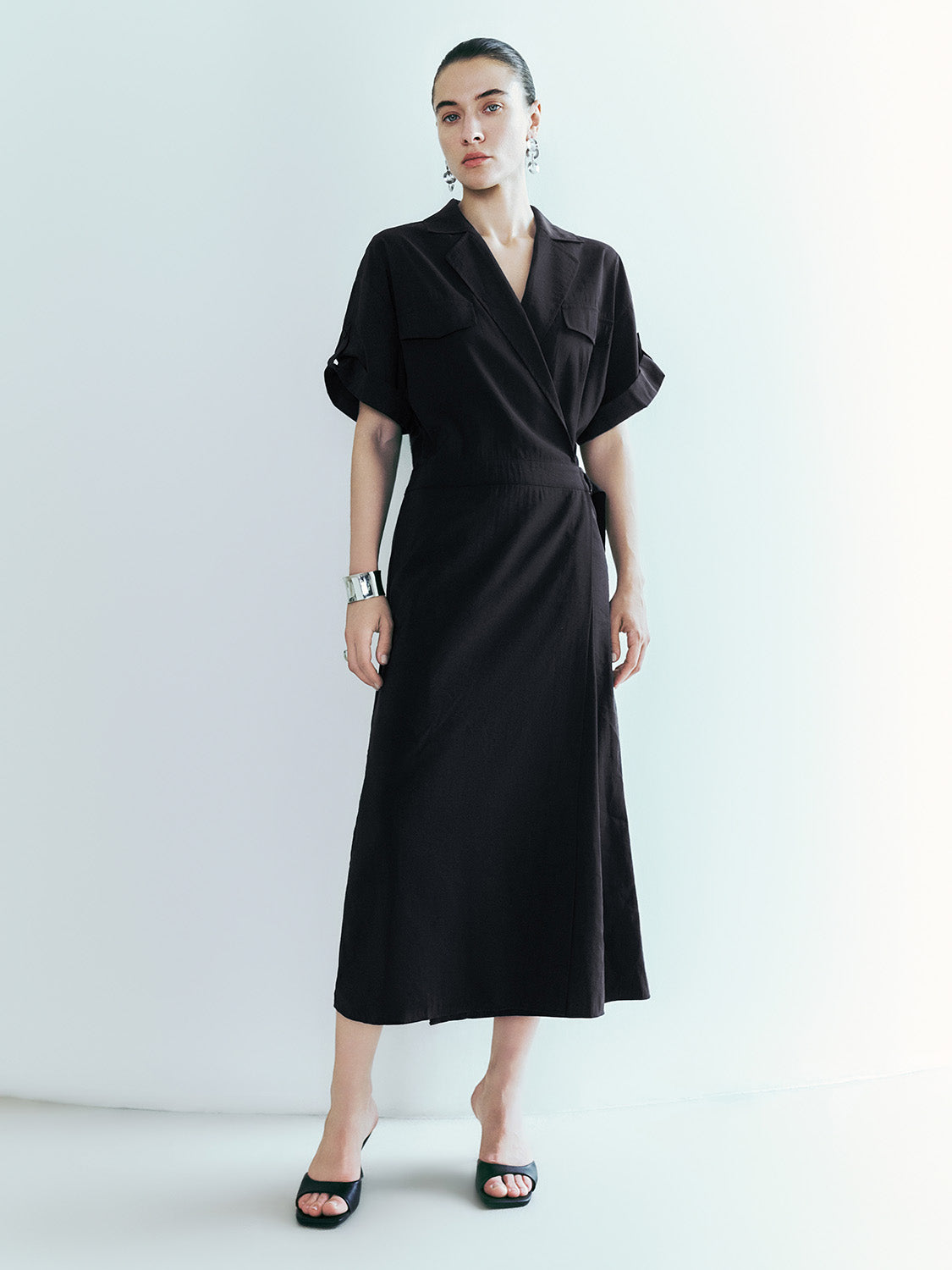 Surplice Front Loose Straight Dress