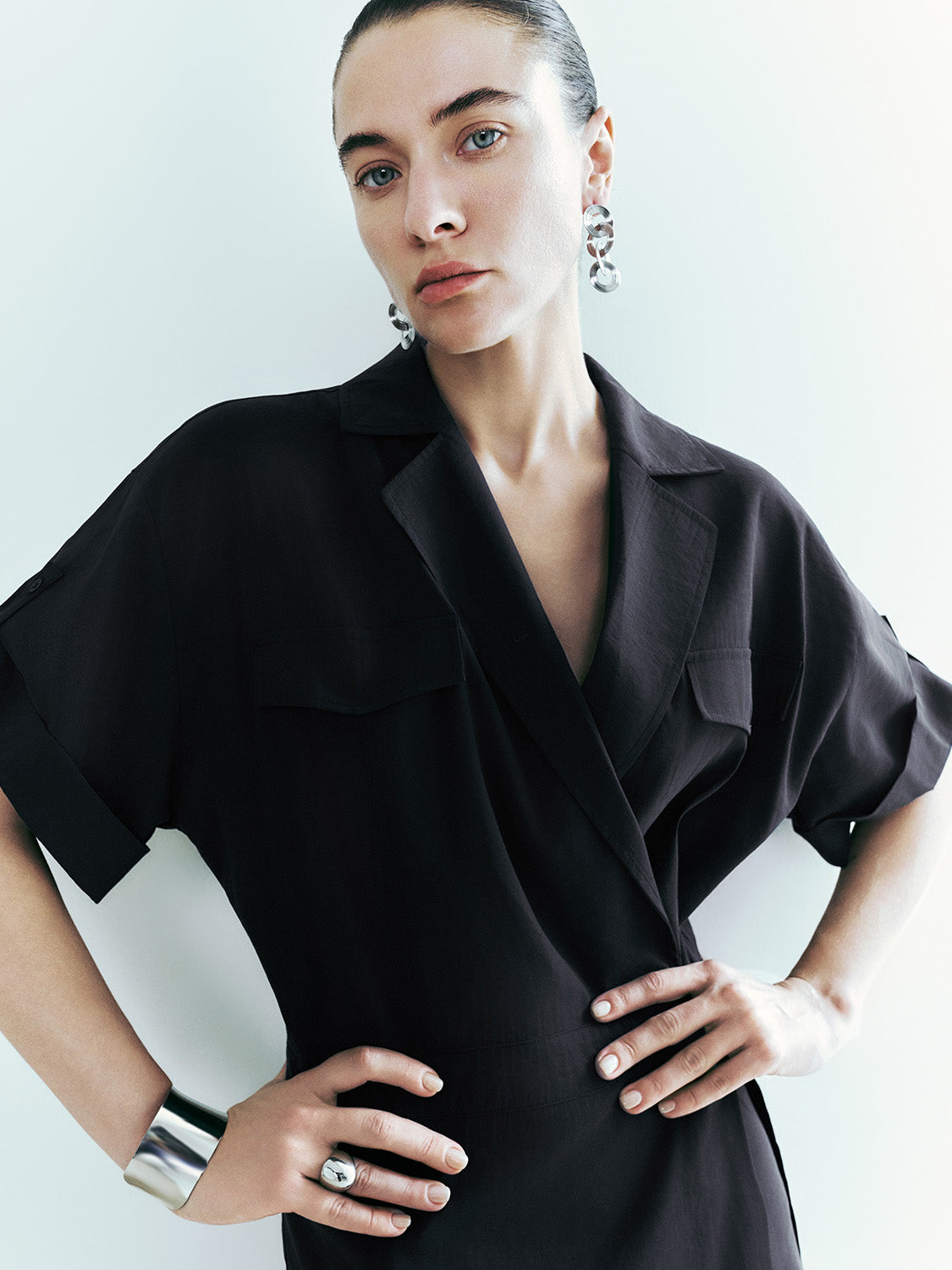 Surplice Front Loose Straight Dress