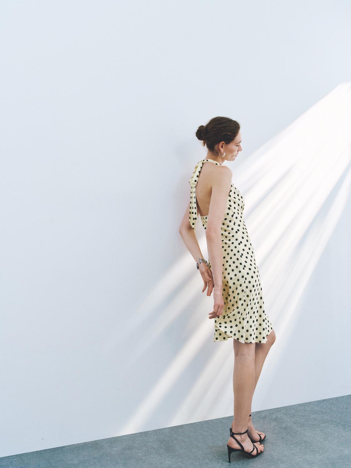 Dotted Halter Neck A-Line Maxi Dresses