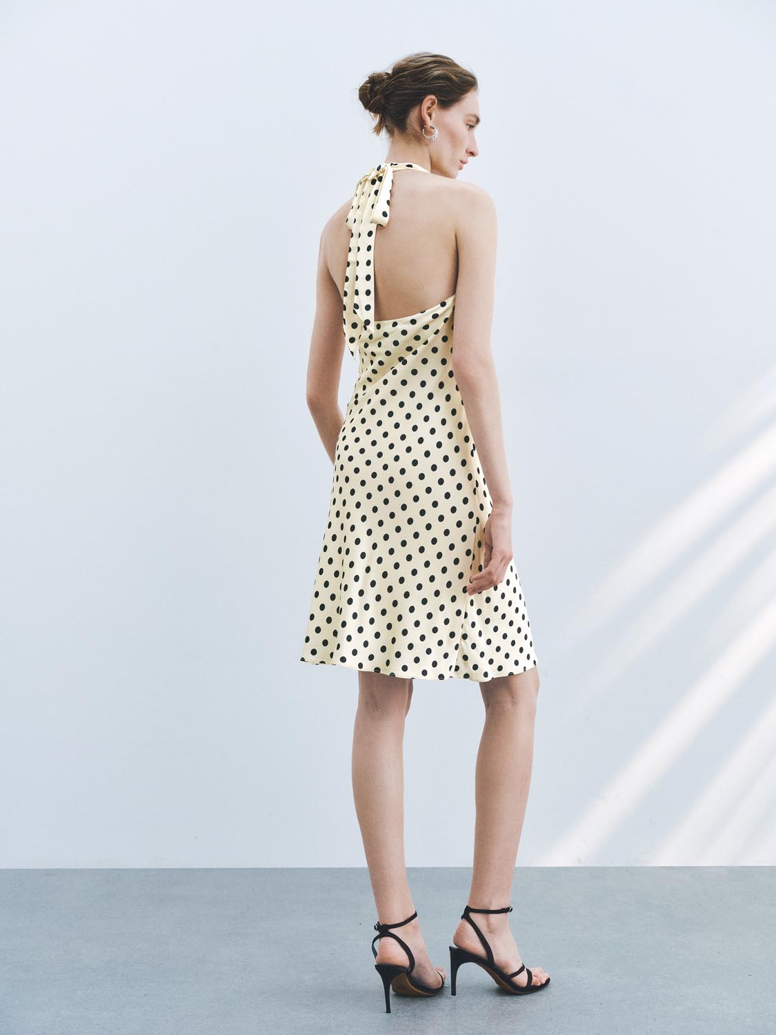 Dotted Halter Neck A-Line Maxi Dresses