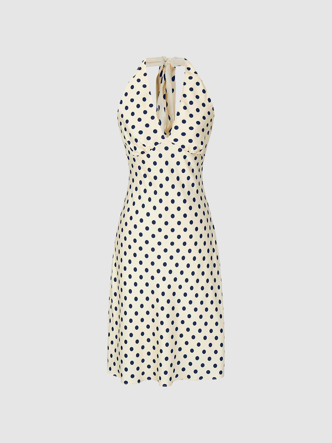 Dotted Halter Neck A-Line Maxi Dresses