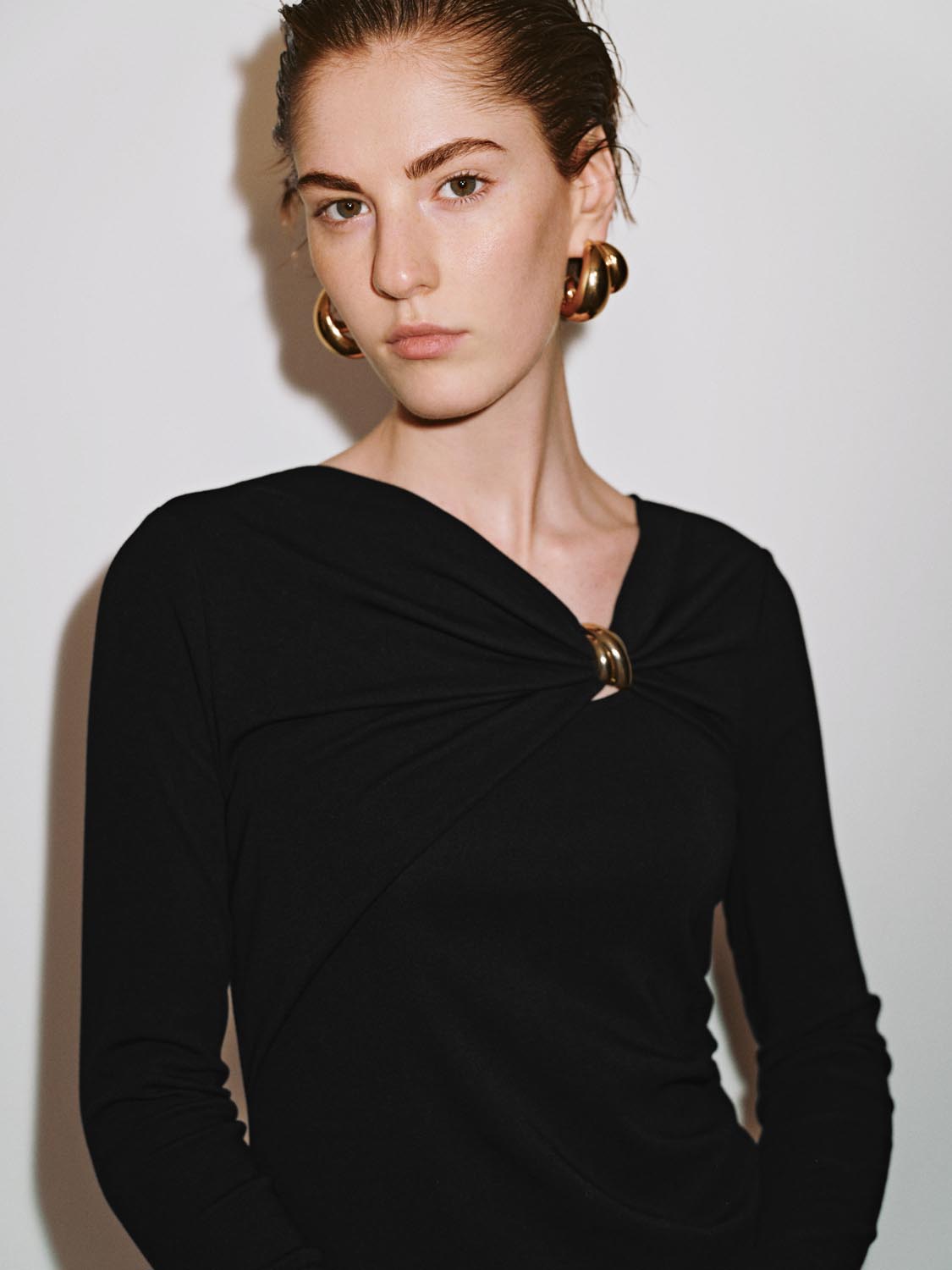 Draped Asymmetric Straight Midi Dresses