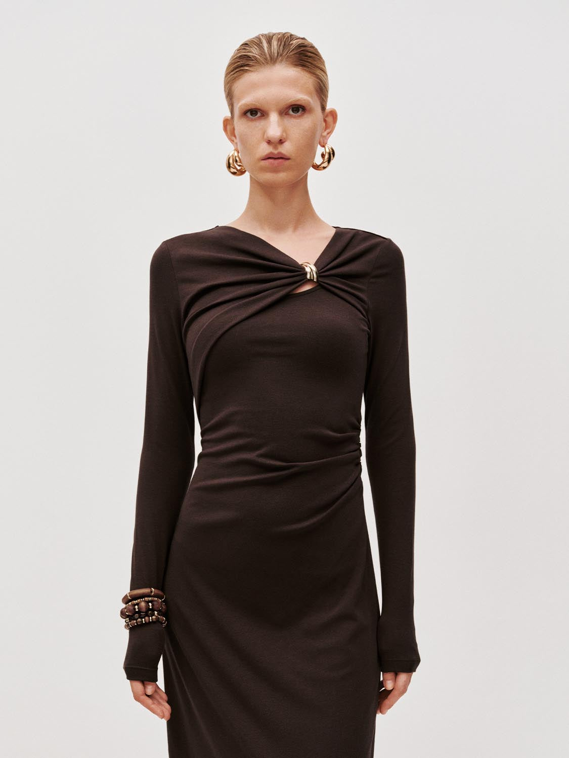 Draped Asymmetric Straight Midi Dresses