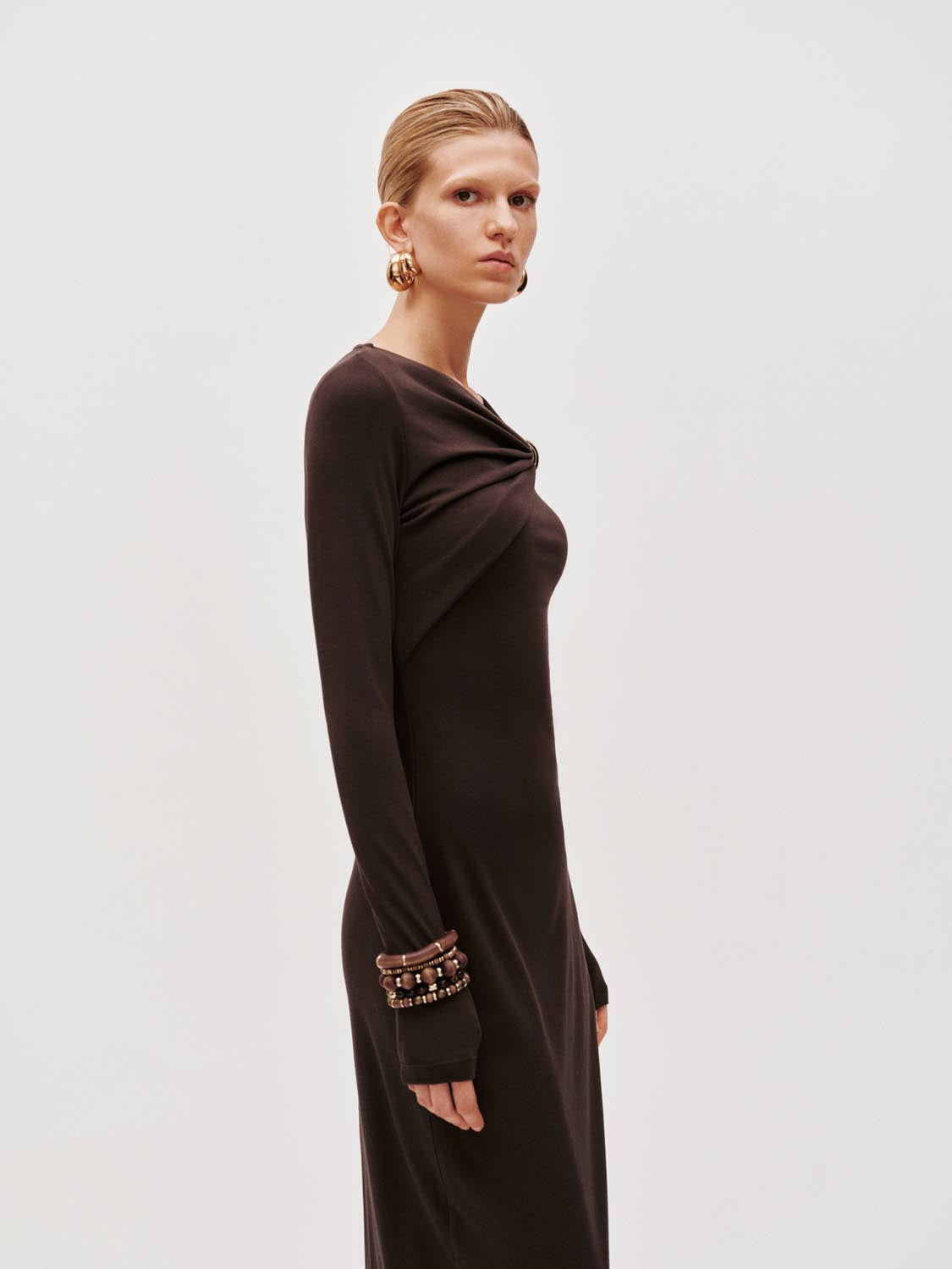 Draped Asymmetric Straight Midi Dresses