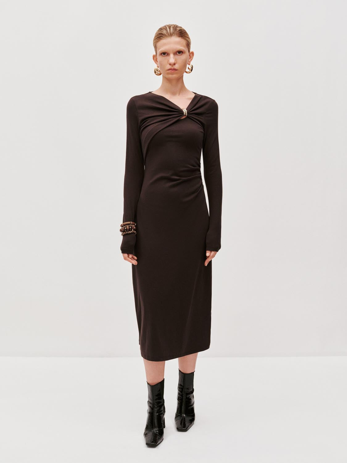 Draped Asymmetric Straight Midi Dresses