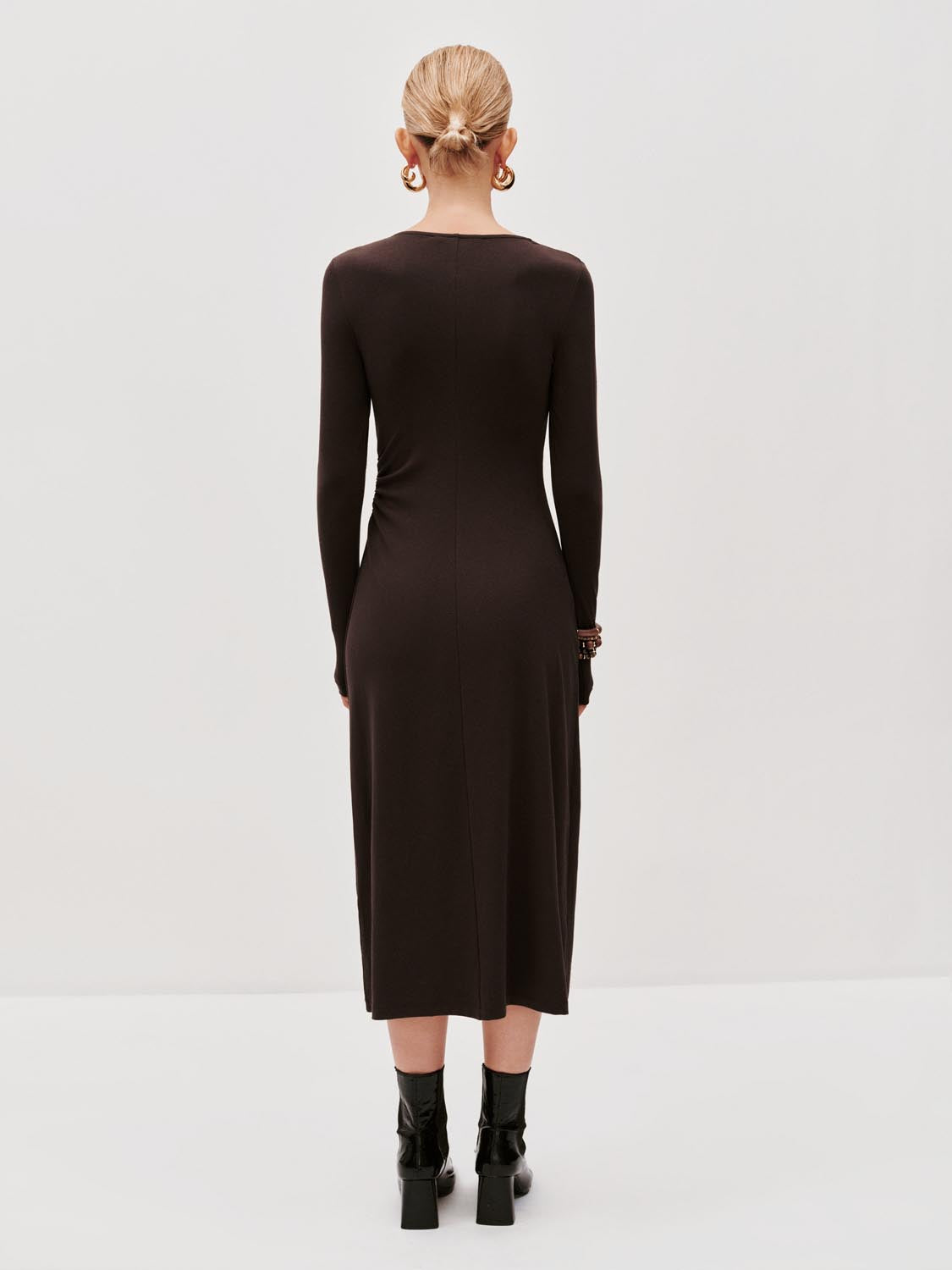 Draped Asymmetric Straight Midi Dresses