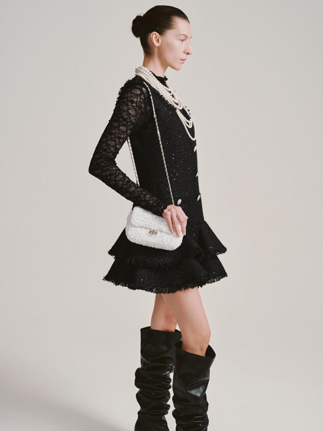 Sleeveless Studded Ruffle A-Line Mini Dresses