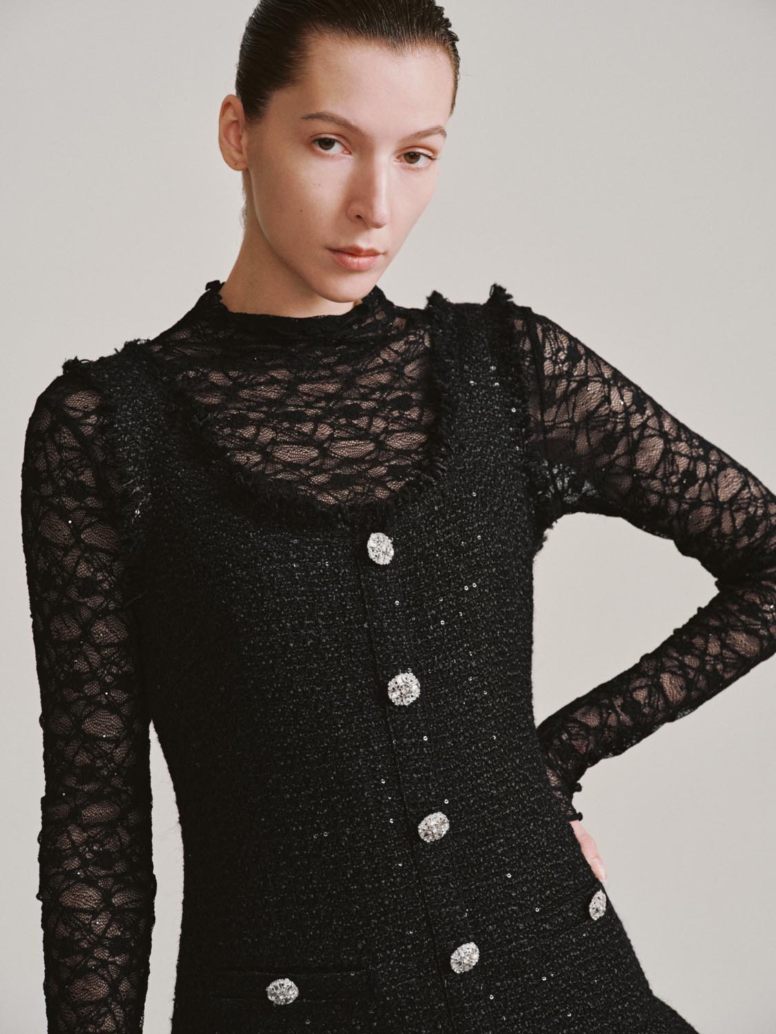 Sleeveless Studded Ruffle A-Line Mini Dresses