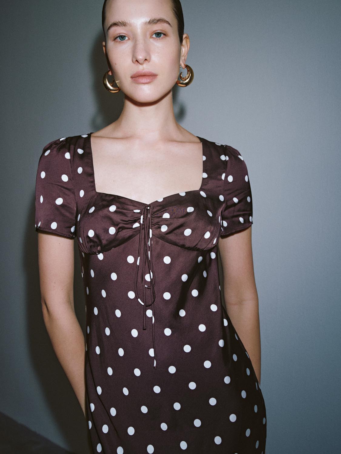Polka Dotted A-Line Midi Dresses