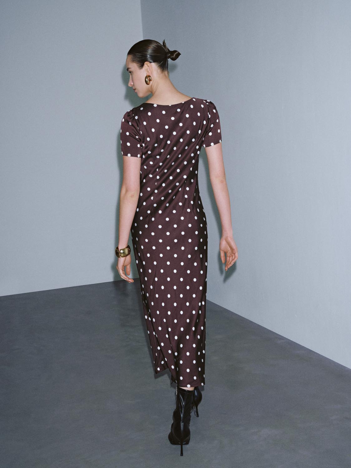 Polka Dotted A-Line Midi Dresses