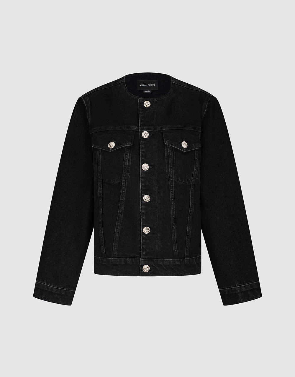 Crew Neck Denim Jacket