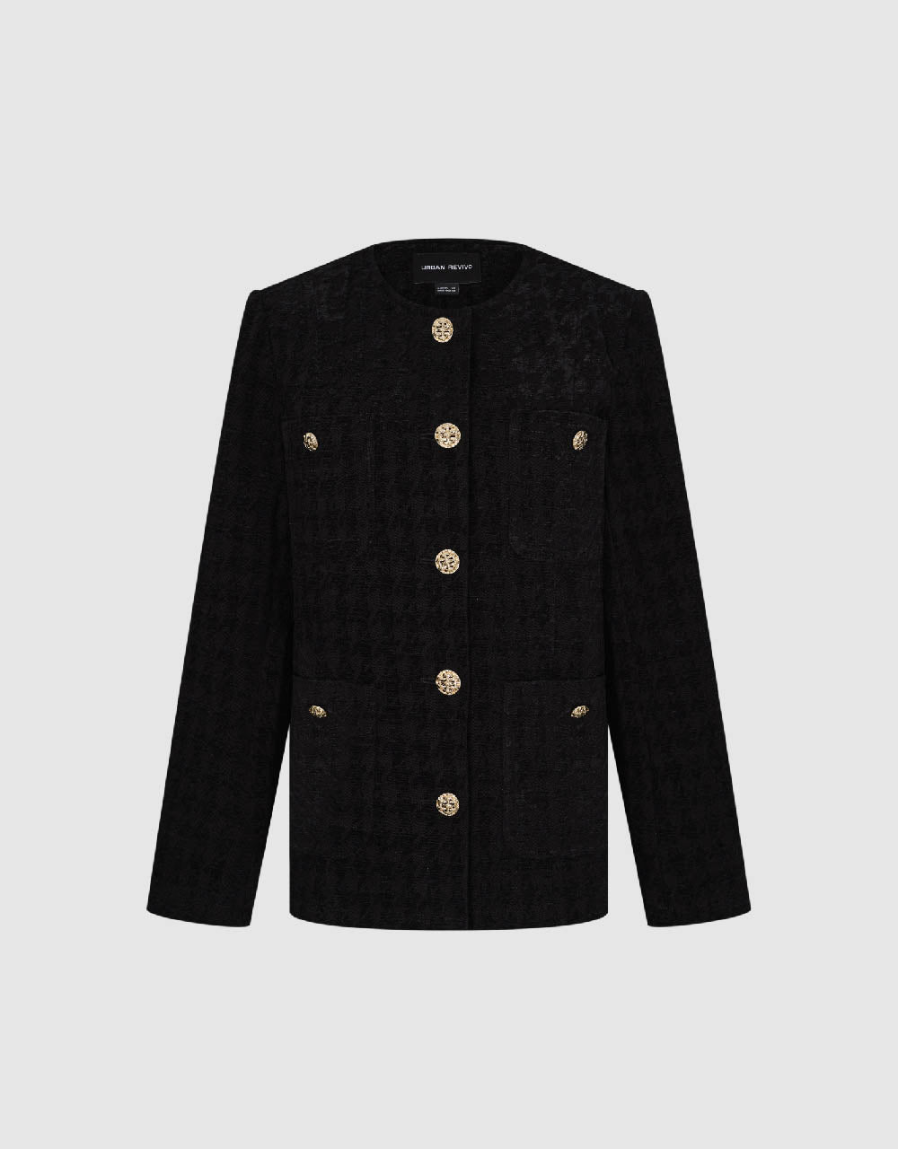 Houdstooth Printed Denim Jacket
