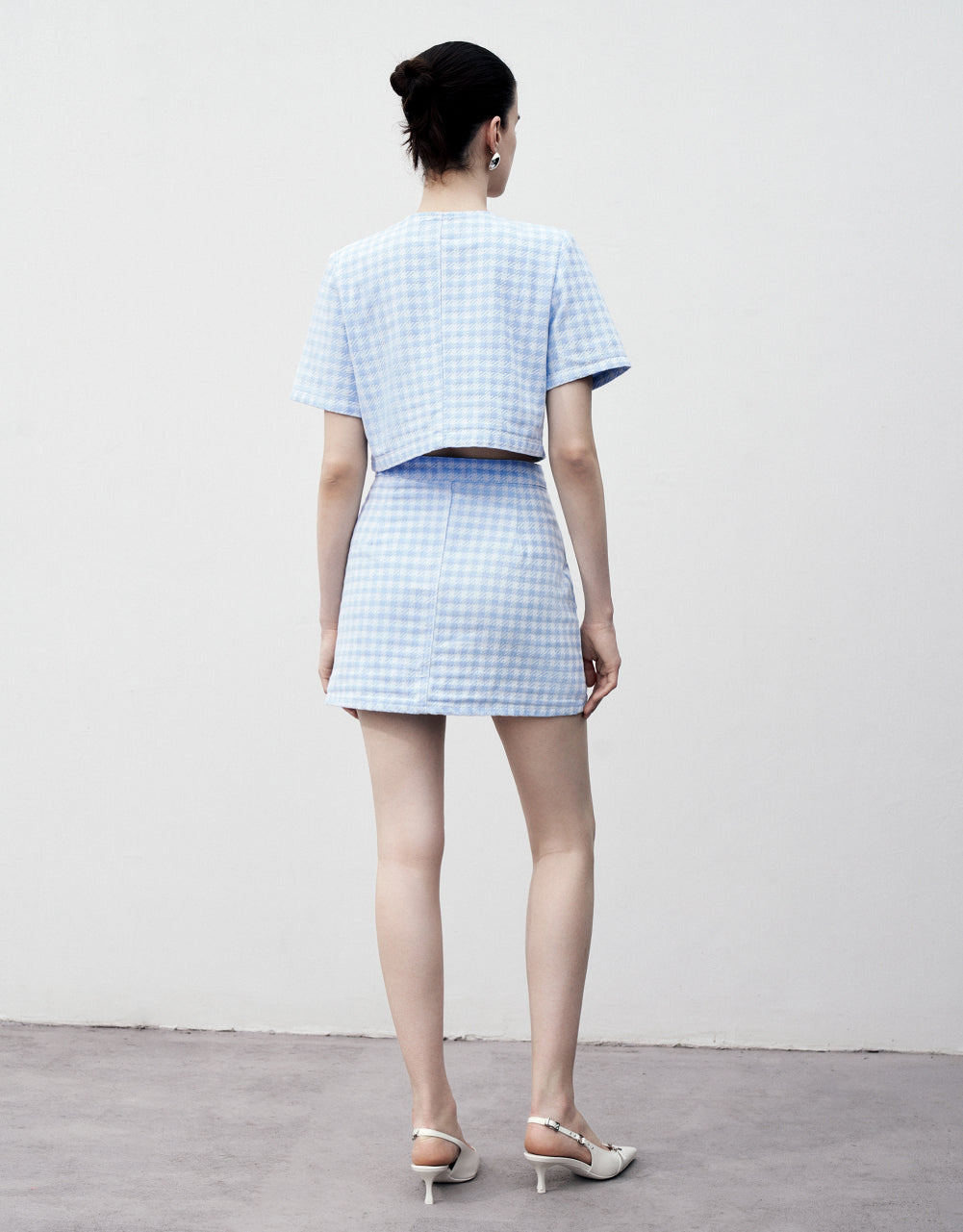 Short Sleeve Tweed Denim Jacket
