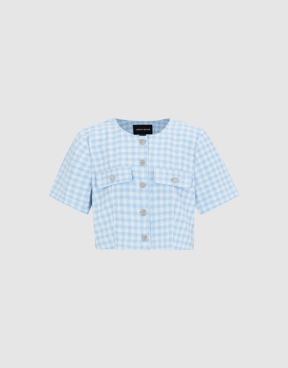 Short Sleeve Tweed Denim Jacket