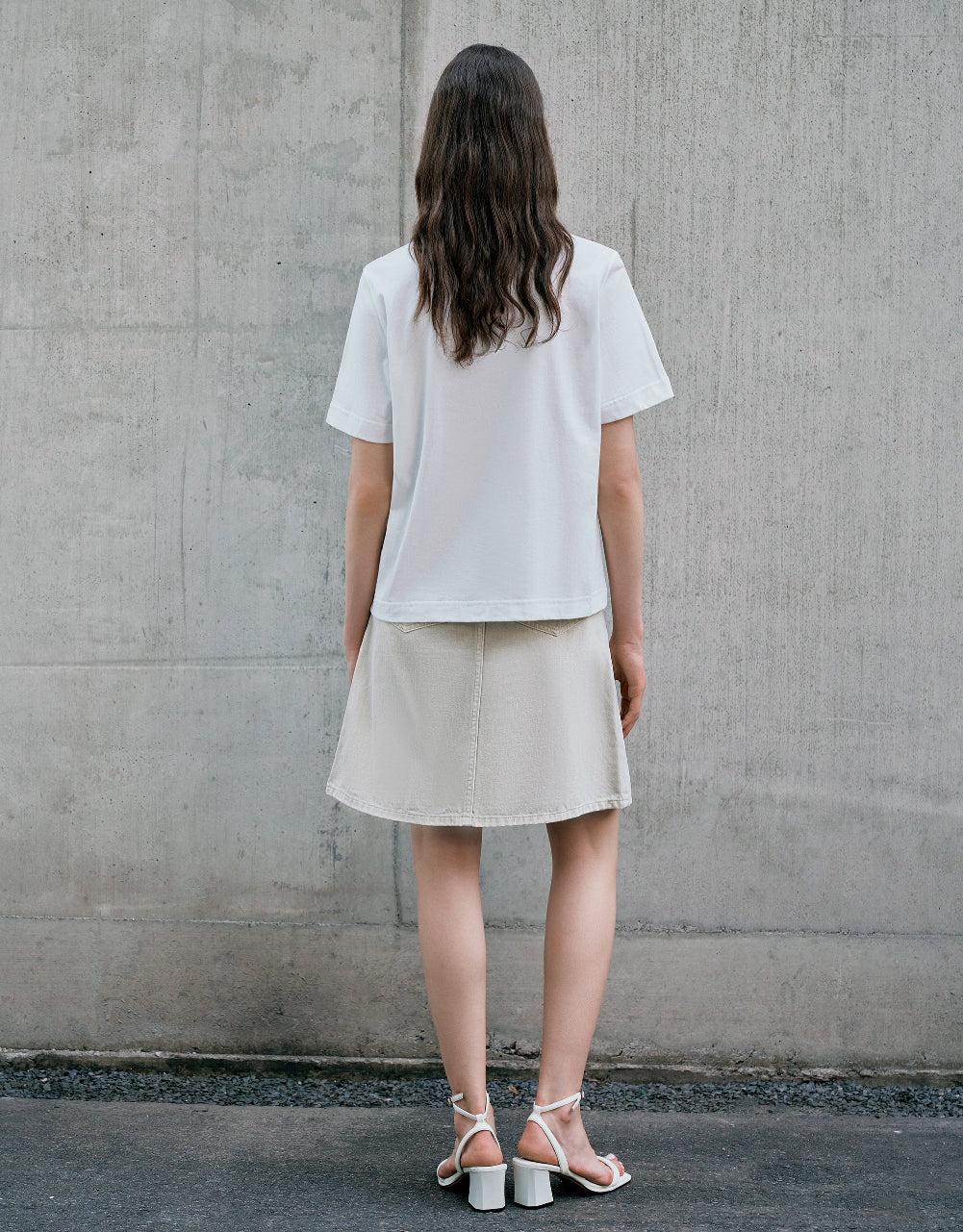 Midi Denim Skirt With Belt