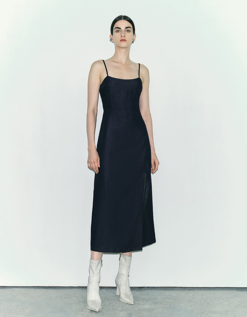 Split Hem Denim Cami Dress