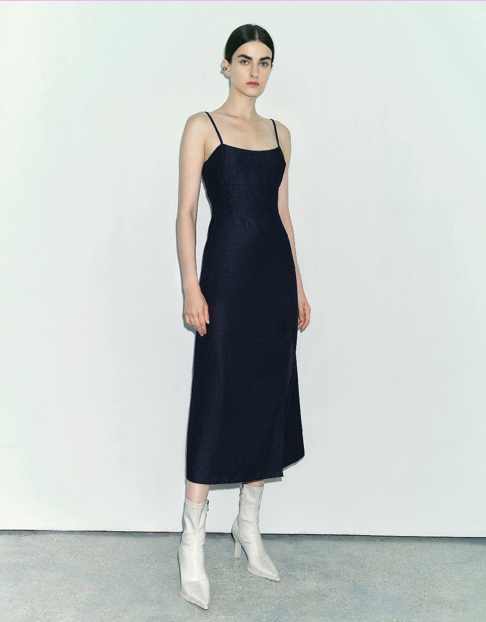 Split Hem Denim Cami Dress