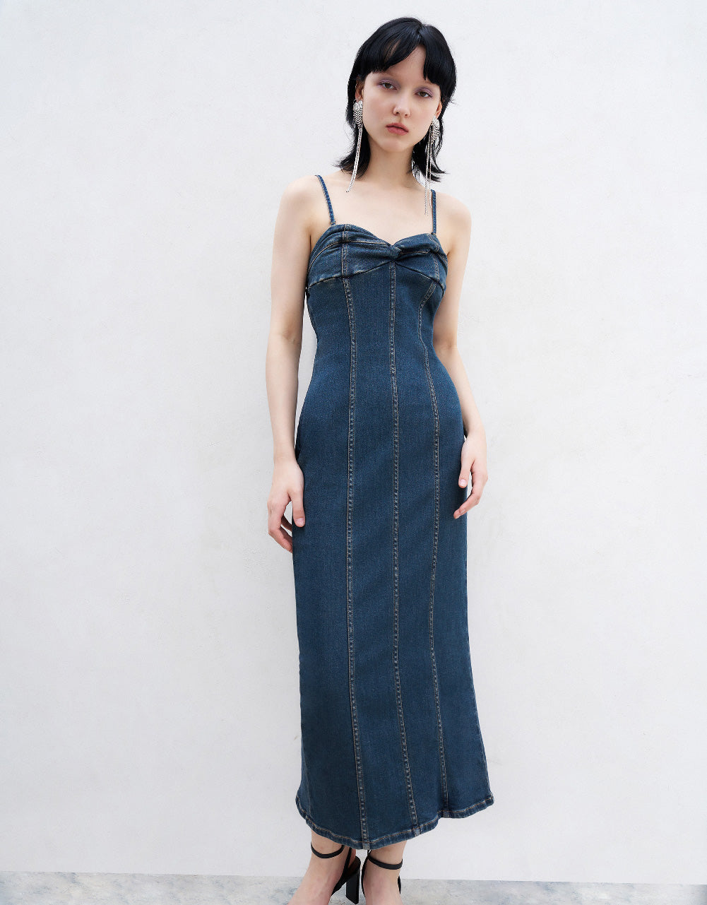 Off-Shoulder Denim Cami Dress