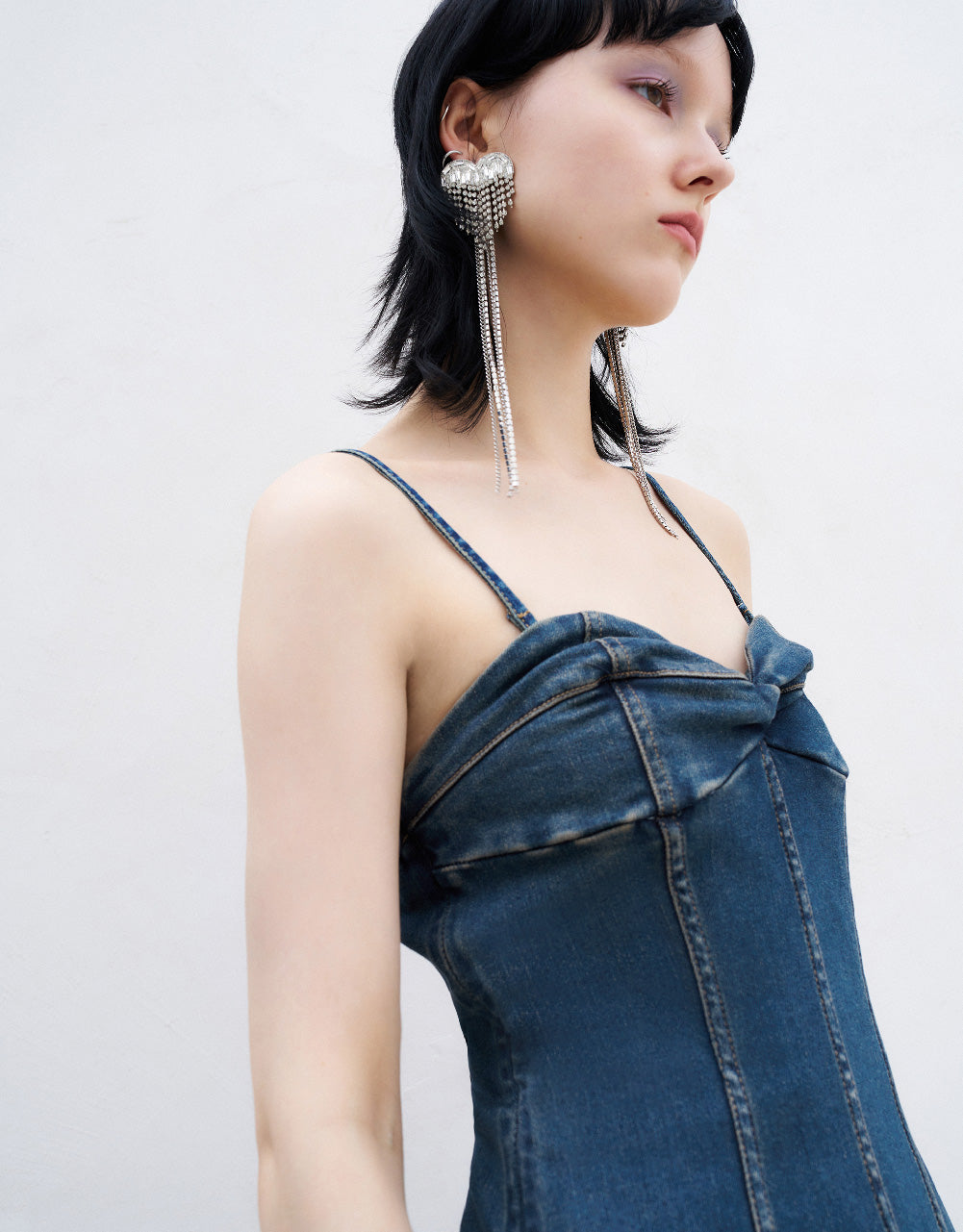 Off-Shoulder Denim Cami Dress